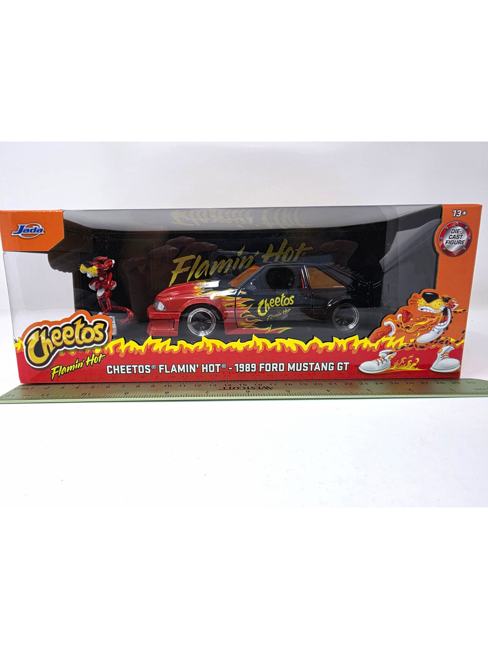 Jada Hollywood Rides Cheetos Flamin' Hot 1:24 1989 Ford Mustang GT + Figure